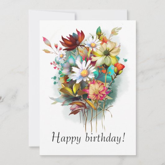 Waterverf  bloemen aankondiging (Voorkant)