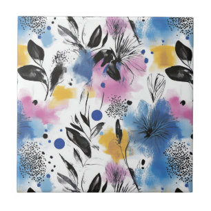  Waterverf Bloemen Abstract Patroon (13) Tegeltje