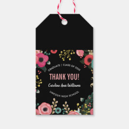 Waterverf Bloemen Afstuderen Dank u Cadeaulabel