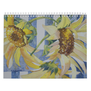 Waterverf bloemen agenda kalender