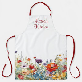 Waterverf Bloemen All Over Print Gepersonaliseerd Schort