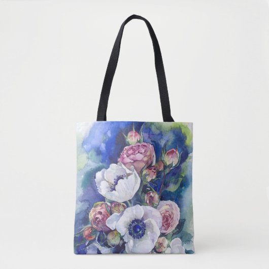 Waterverf bloemen anemone rozen illustratie flow draagtas (Voorkant)
