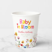 Waterverf Bloemen Baby in Bloom Baby shower Cups Papieren Bekers (Voorkant)