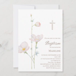 waterverf bloemen baby meisje Doop Kaart