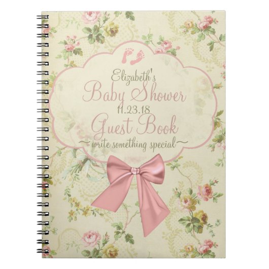  Waterverf bloemen Baby shower Gastboek Notitieboek (Voorkant)