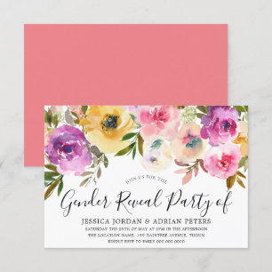 Waterverf bloemen Baby shower Kaart