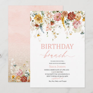 Waterverf bloemen Baby shower Kaart