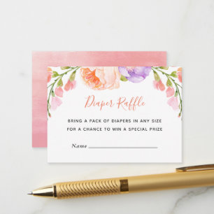 Waterverf Bloemen Baby shower Luier Raffle Kaart
