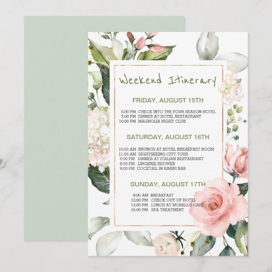 Waterverf Bloemen Bachelorette Weekend Route Kaart (Voorkant / Achterkant)