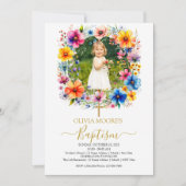 Waterverf bloemen Baptisme Kaart (Voorkant)