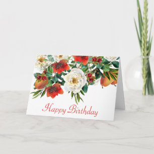 Waterverf bloemen, bessen en vruchten kaart