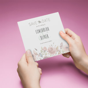 Waterverf Bloemen Bewaar de Datum Sjabloon