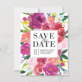 Waterverf Bloemen Bewaar de Datummagneet Magnetische Uitnodiging (Voorkant)