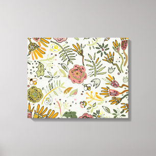 Waterverf Bloemen Bijen Elegant Modern Canvas Afdruk