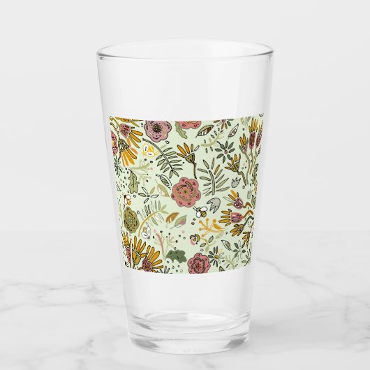 Waterverf Bloemen Bijen Elegant Modern Glas (Voorkant)