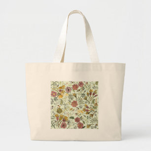 Waterverf Bloemen Bijen Elegant Modern Grote Tote Bag