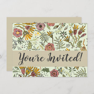 Waterverf Bloemen Bijen Elegant Modern Kaart