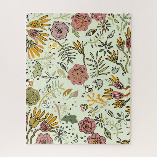 Waterverf Bloemen Bijen Elegant Modern Legpuzzel (Verticaal)