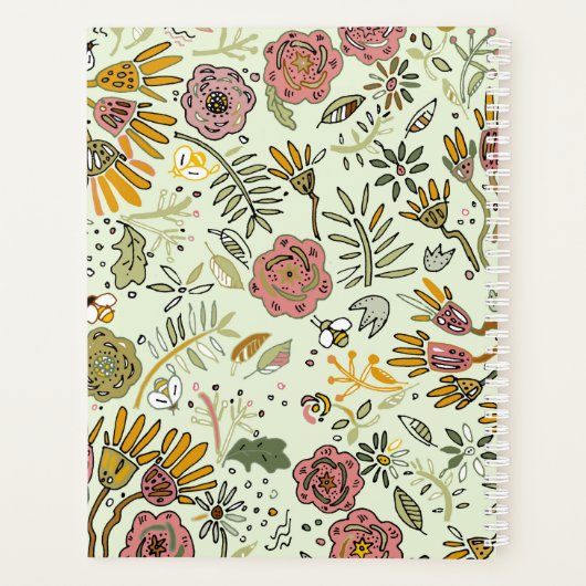 Waterverf Bloemen Bijen Elegant Modern Planner (Achterkant)
