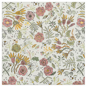 Waterverf Bloemen Bijen Elegant Modern Stof