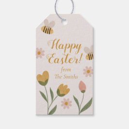 Waterverf Bloemen & Bijen Lente Pasen Cadeaulabel