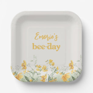 Waterverf Bloemen Bijen Papier Borden Papieren Bordje