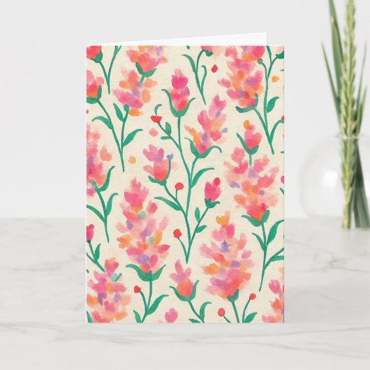 Waterverf Bloemen Blanco Groeten Kaart (Voorkant)