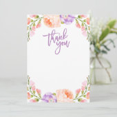 Waterverf Bloemen Blank Dank u kaart (Staand voorkant)