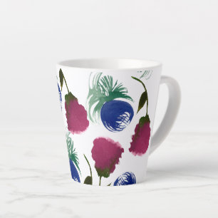 Waterverf Bloemen Blauw Bourgondië Groene Verf Latte Mok