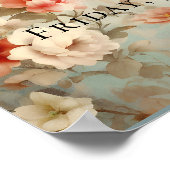 Waterverf Bloemen Blush & Blauw Vrijgezellenfeest  Poster (Hoek)