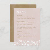 Waterverf Bloemen Blush Bruiloft Menu (Voorkant / Achterkant)