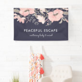 Waterverf Bloemen Blush en Navy Spandoek (Insitu)