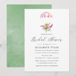 Waterverf Bloemen Boeket Parachute Vrijgezellenfee Kaart