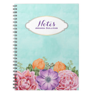 Waterverf Bloemen Boeket Roze Paars Maatwerk Notitieboek