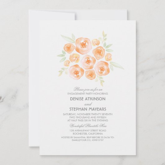 Waterverf Bloemen Boeket Rozen Engagement Party Kaart (Voorkant)