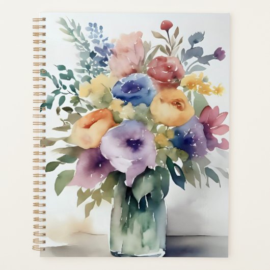 Waterverf Bloemen Boeket Schilderij Planner (Voorkant)