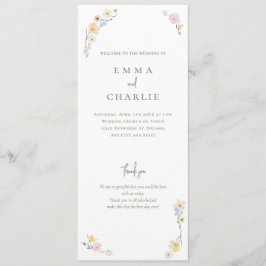 Waterverf Bloemen Boho Ceremonie Huwelijk Programma