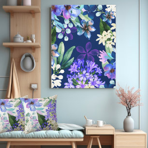 waterverf Bloemen Botanisch gebladerte groen Canvas Afdruk