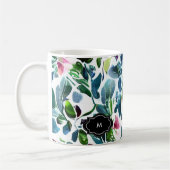 Waterverf bloemen botanisch patroon monogram koffiemok (Links)