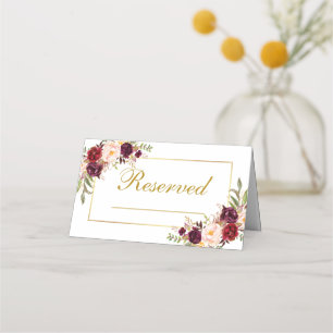 Waterverf Bloemen Bourgogne Bruiloft Gereserveerd