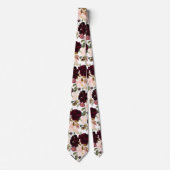 Waterverf Bloemen Bourgondië Blush Stropdas (Voorkant)