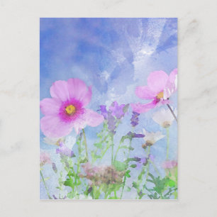 Waterverf bloemen briefkaart