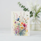 Waterverf Bloemen Briefkaart (Staand voorkant)