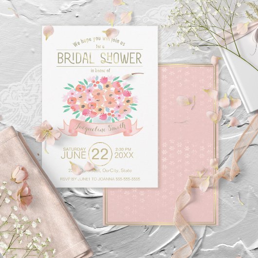 Waterverf Bloemen Bruidsdouche Invitation ID302 Kaart