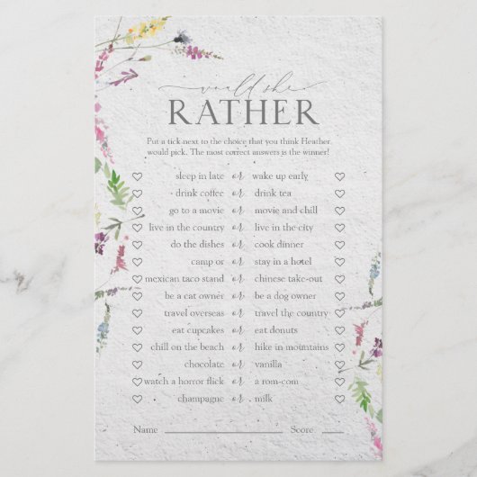 Waterverf Bloemen Bruidsdouche Spel Wilde Bloemen (Voorkant)