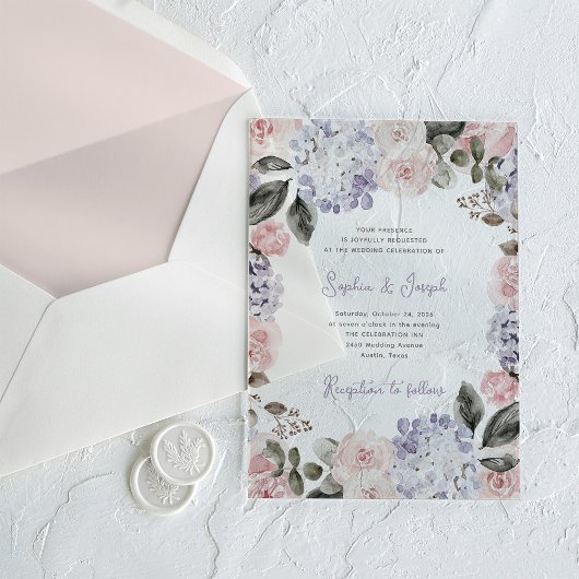 Waterverf Bloemen | Bruiloft Acryl Uitnodigingen