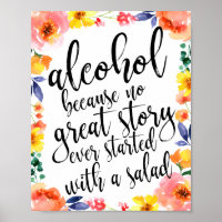Waterverf Bloemen Bruiloft Alcohol Bord 8x10