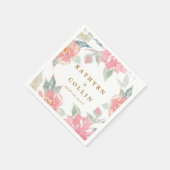 WATERVERF BLOEMEN BRUILOFT Diner Servet (Hoek)