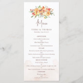 Waterverf Bloemen Bruiloft Menu (Voorkant)