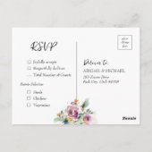 Waterverf Bloemen Bruiloft RSVP Briefkaart (Achterkant)